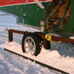Wheels converted to skis for the move across Sitidgi Lake.
